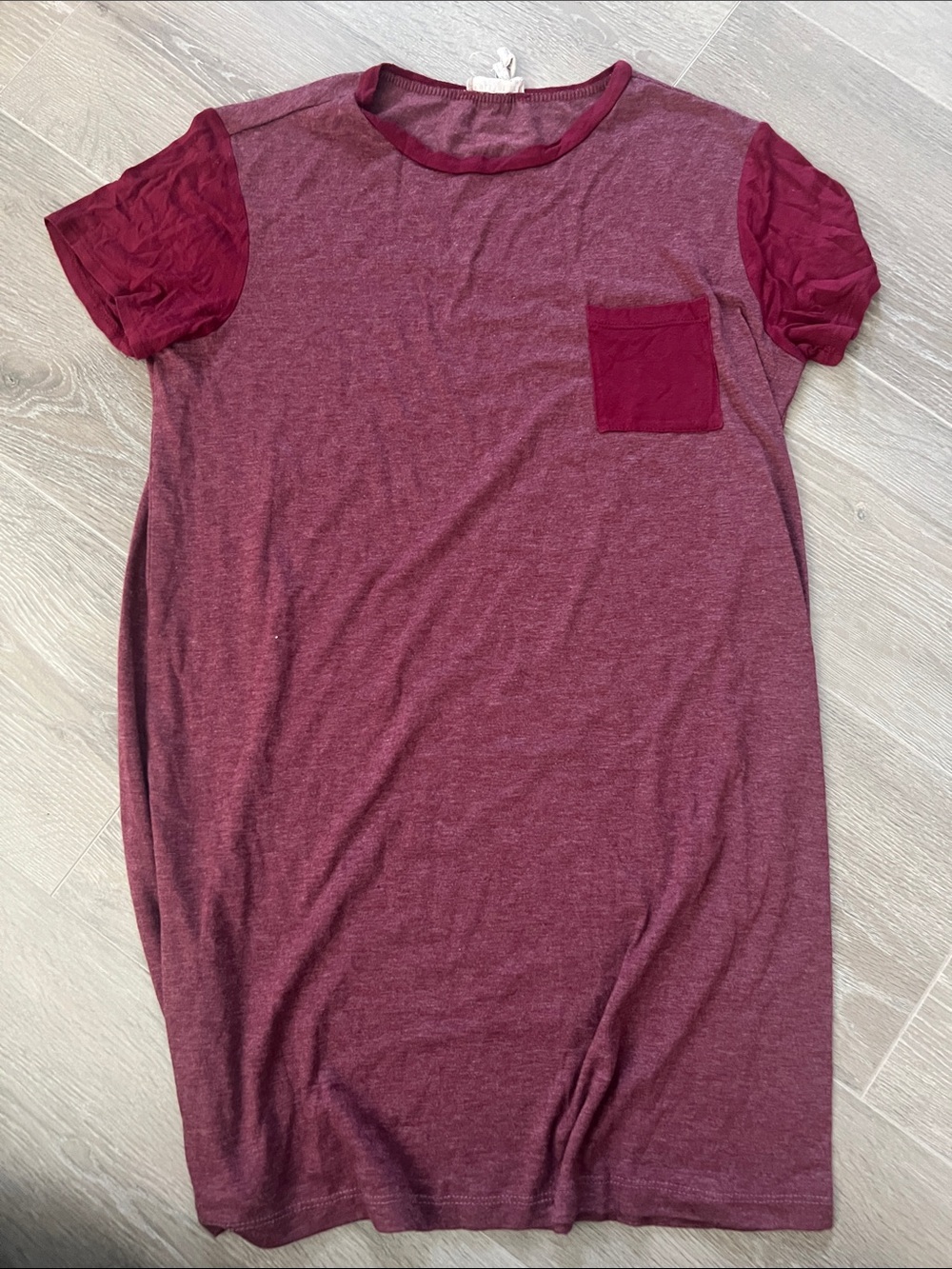 Tilly's Burgundy Short Sleeve Tunic with Chest Pocket